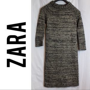 Zara Knit Black & White Sweater Dress